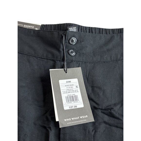 Who What Wear Womens Anthracite Black High Rise Ruffle Hem Shorts 24W Cotton - Picture 3 of 6